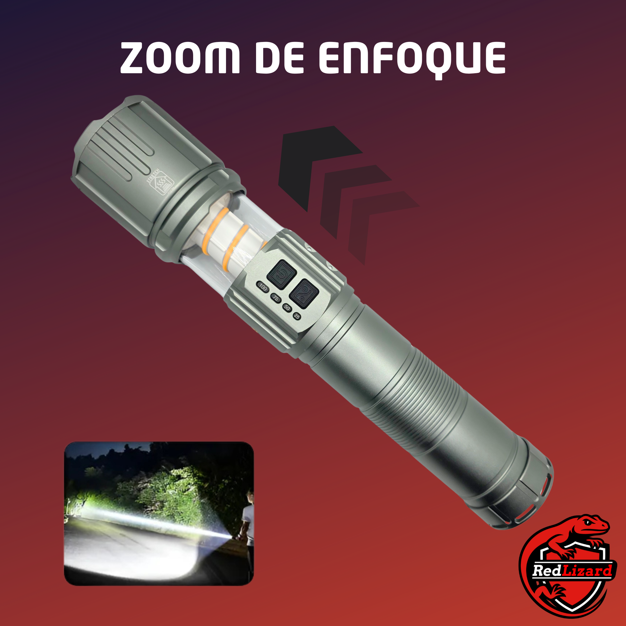 Lampara Tactica Recargable Led Mano Camping Con Zoom Y Power Bank