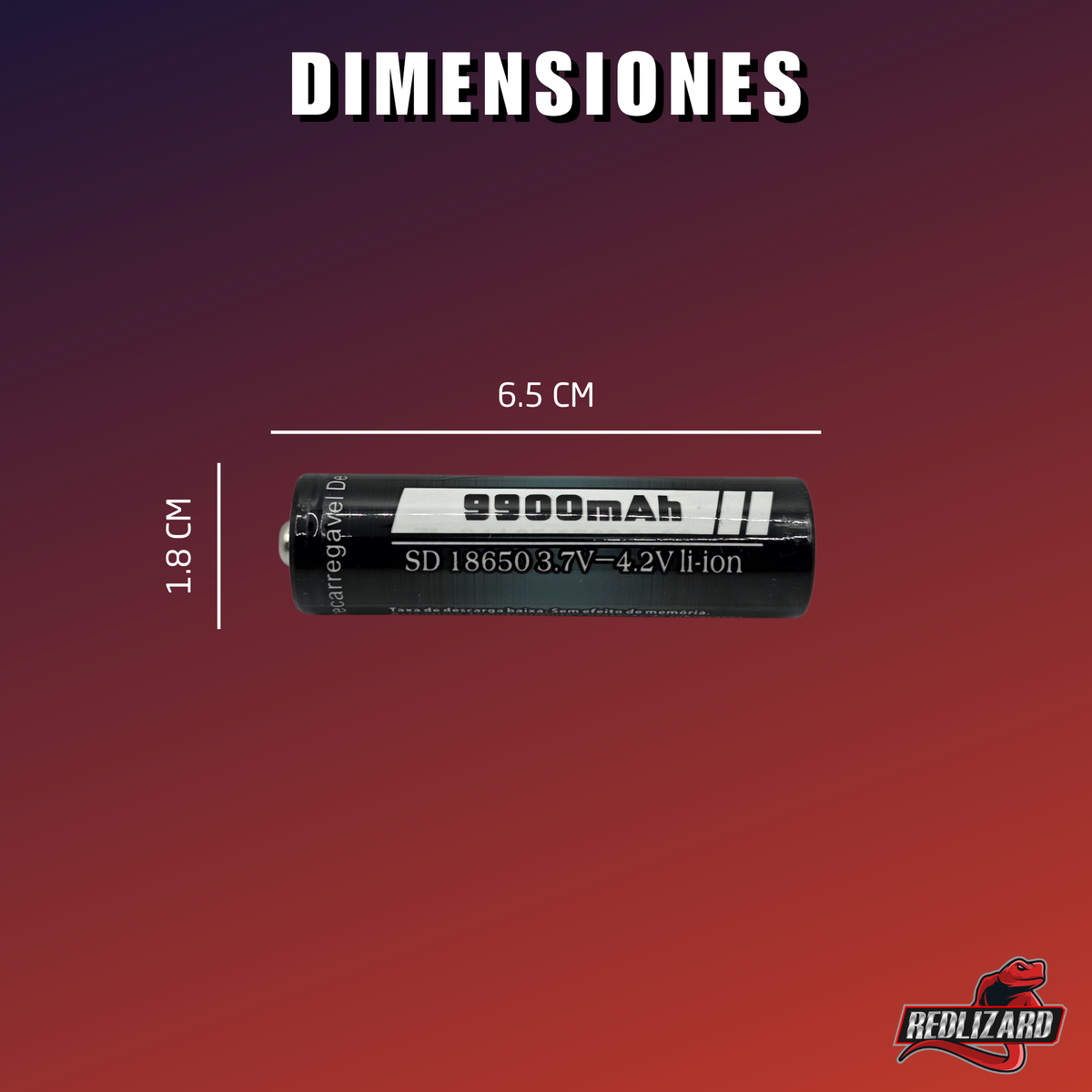 Cargador con pilas 18650 3.7 - 4.2 V 9900 mAh