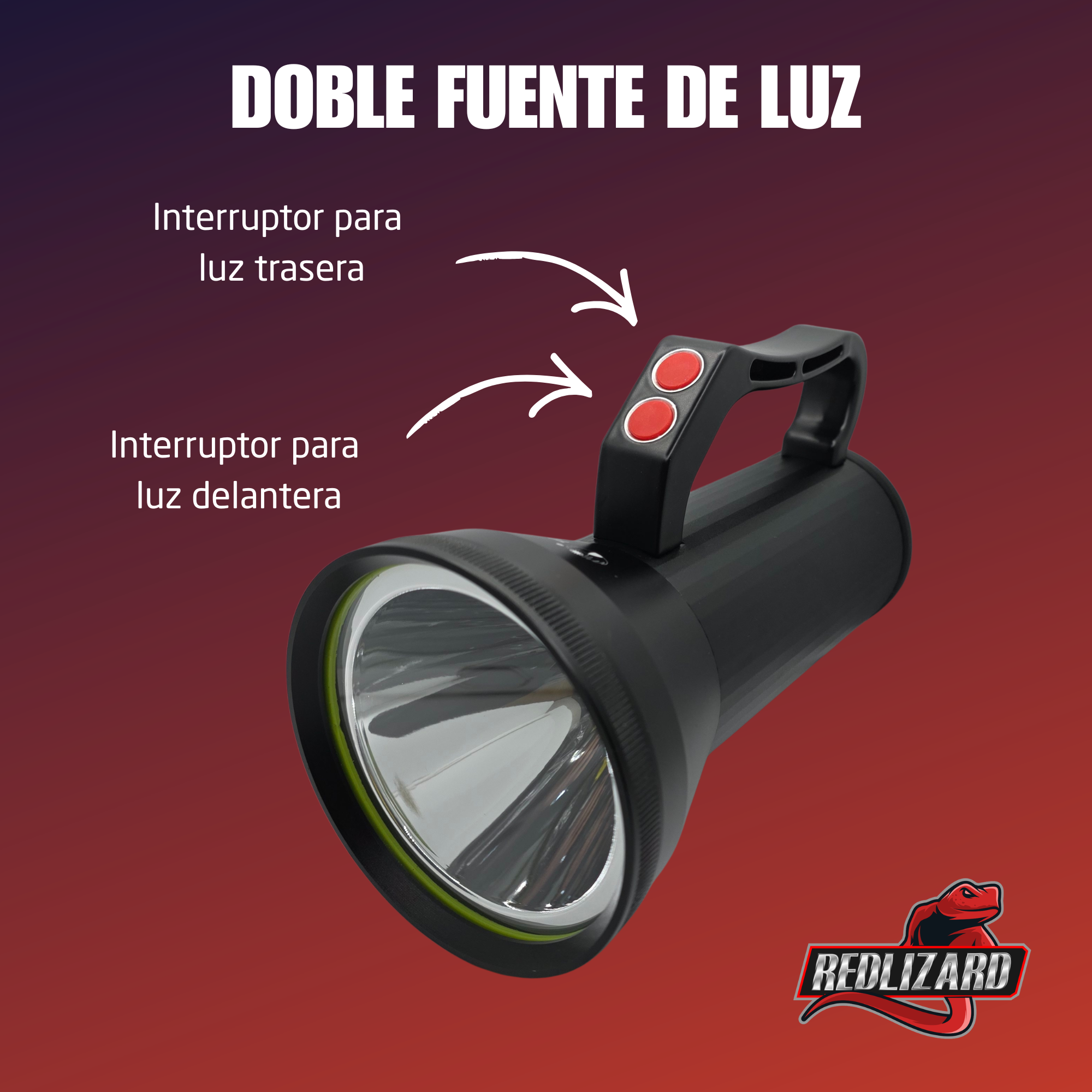 Lampara 50000 Lm Super Potente 2 Modos D Luz Cob Trasero Usb Blanco Negro