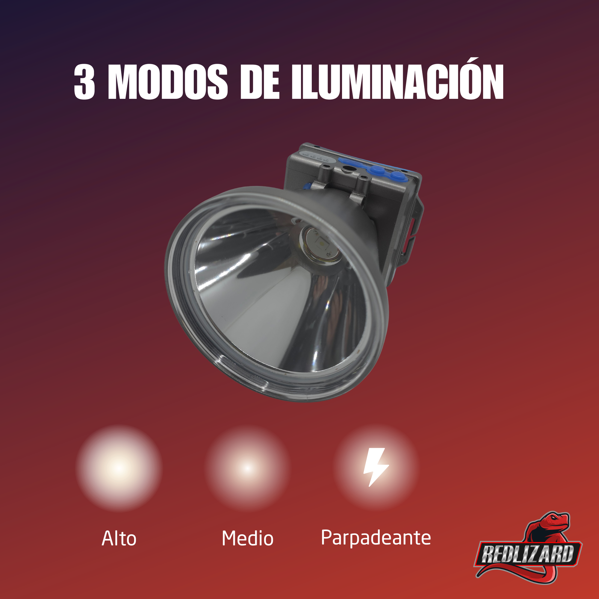 Lampara Recargable Faro D Cabeza Super Potente 3 Modos D Luz Blanco Gris