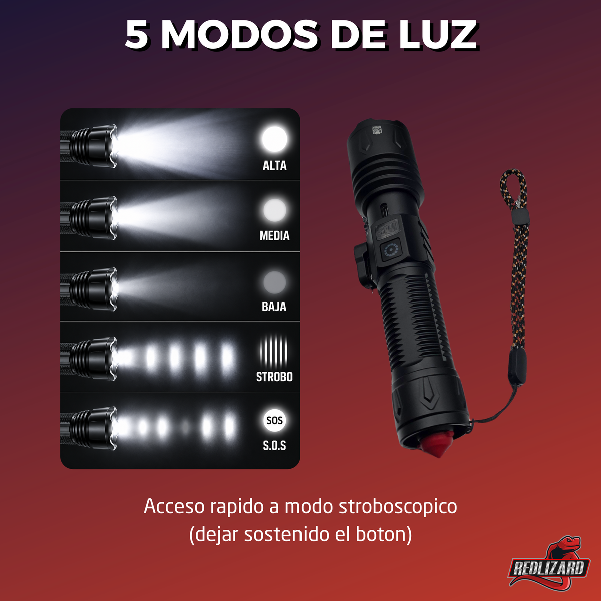 Linterna Tactica Recargable Lampara Led Potente Rompe Vidrio