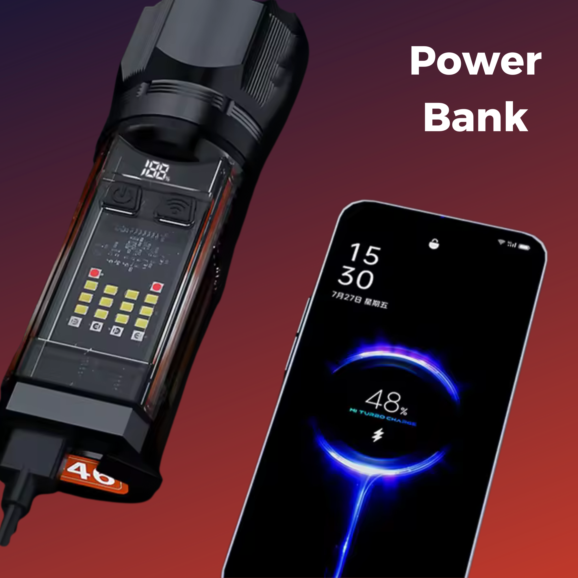 Lampara Tactica Solar Modo Torreta De Policia Power Bank X46