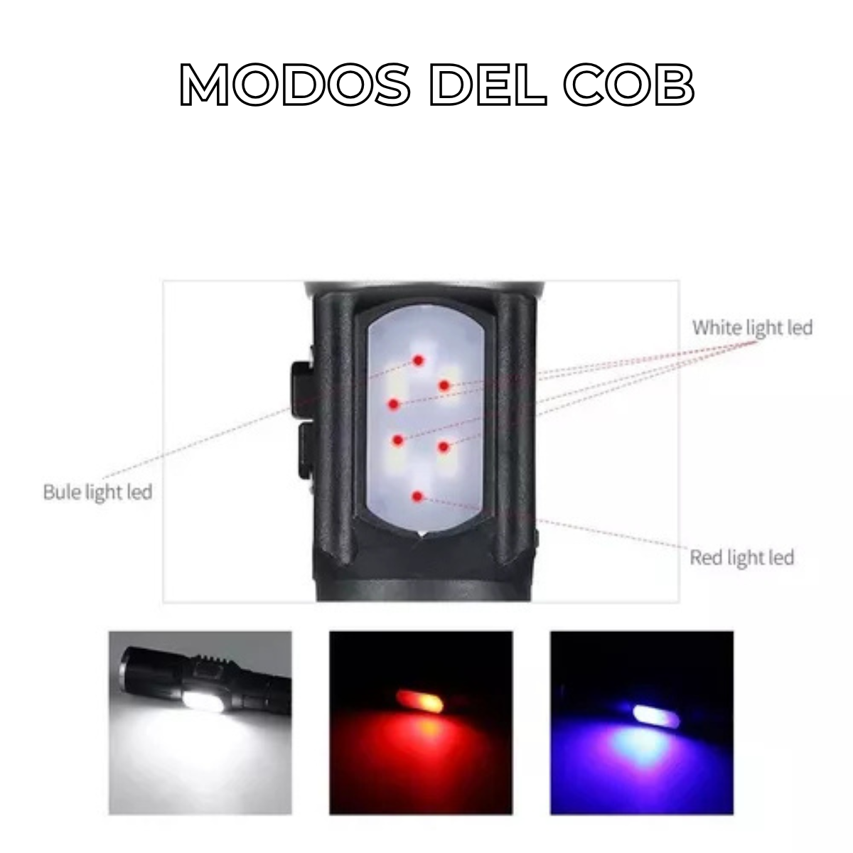 Lampara Tactica Militar Recargable Led T6 + Cob Modo Policia