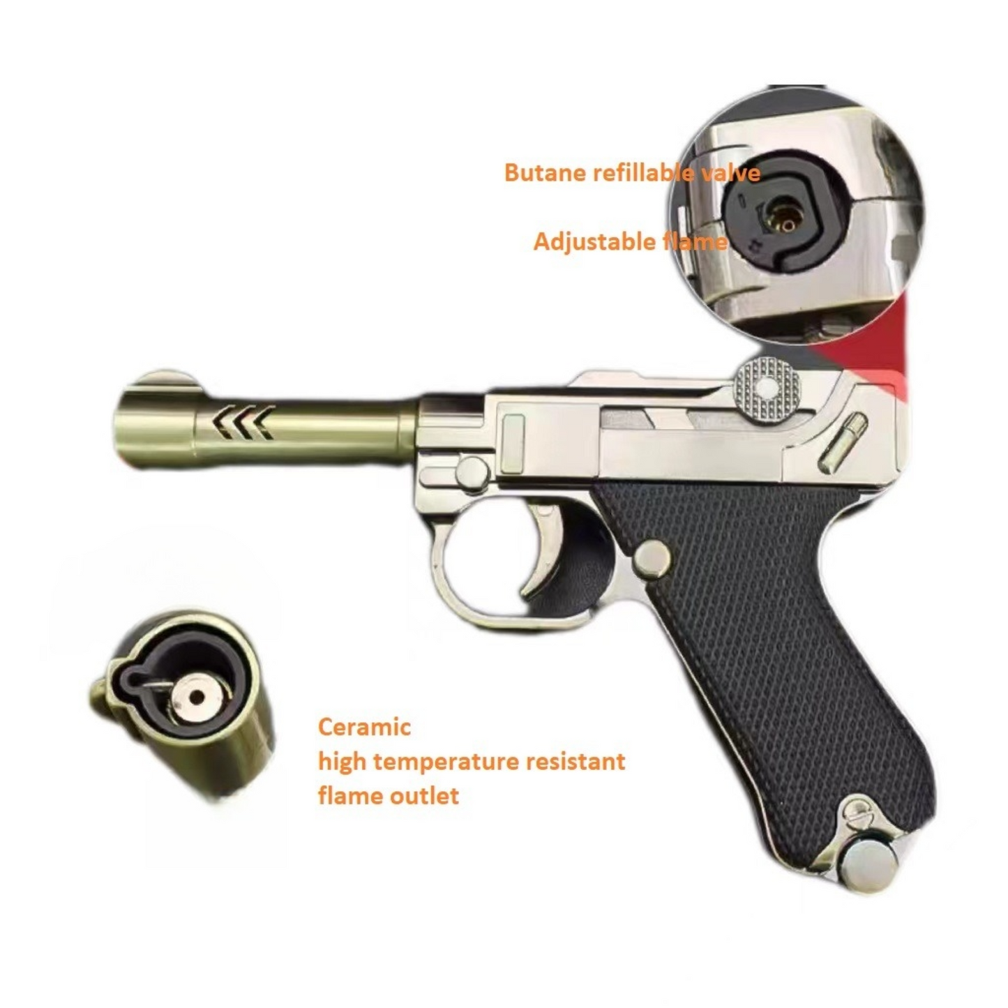 Encendedor De Pistola Recargable Con Flama De Soplete