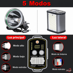 Linterna Faro de Largo Alcance 60000 Lúmenes con Batería USB, 3 modos de luz blanca, función power bank, COB con modo policía