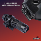 Lampara Tactica Recargable Soporte Para Riel Casco Militar