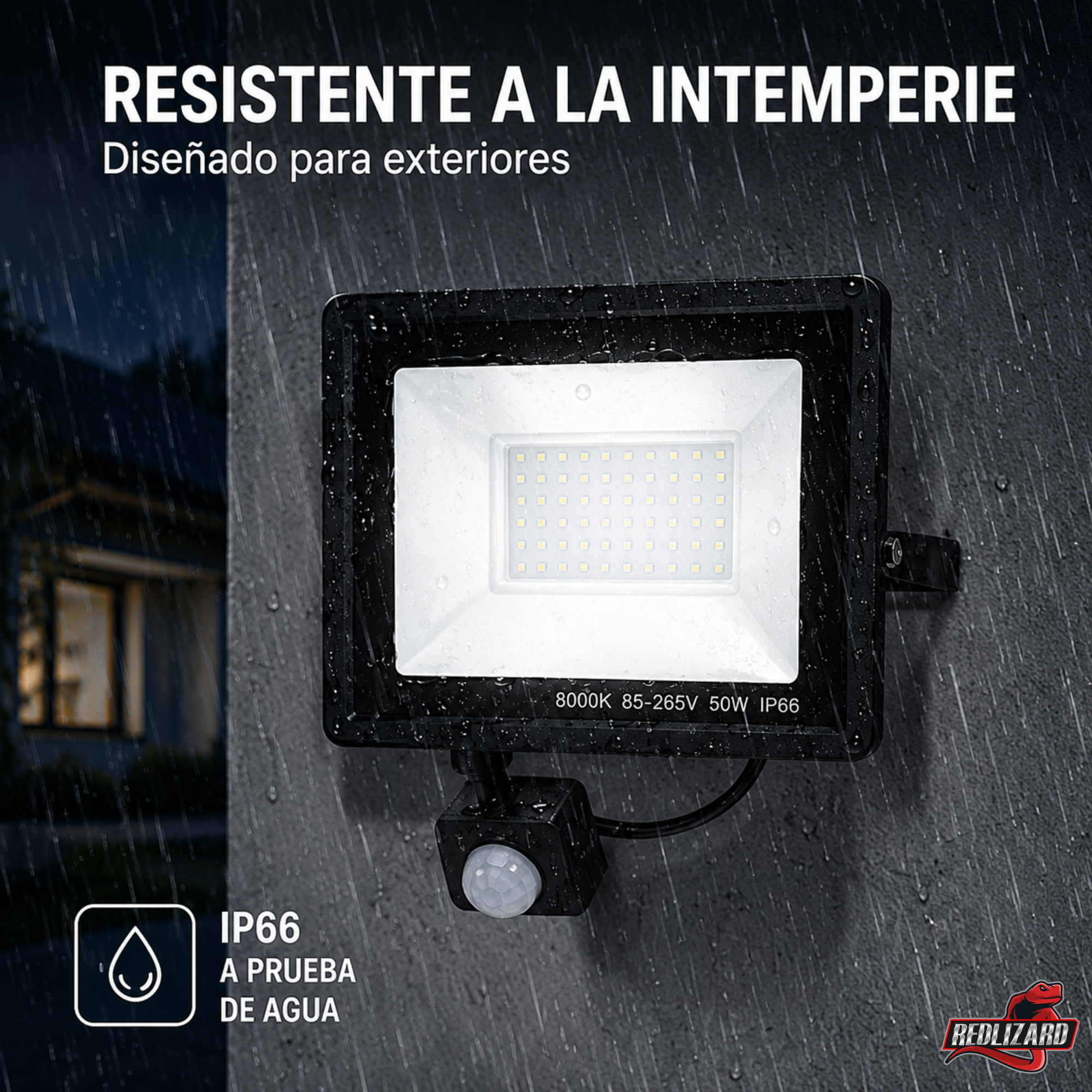 Reflector Led 5000lm Para Exterior 50w C/sensor De Movimento