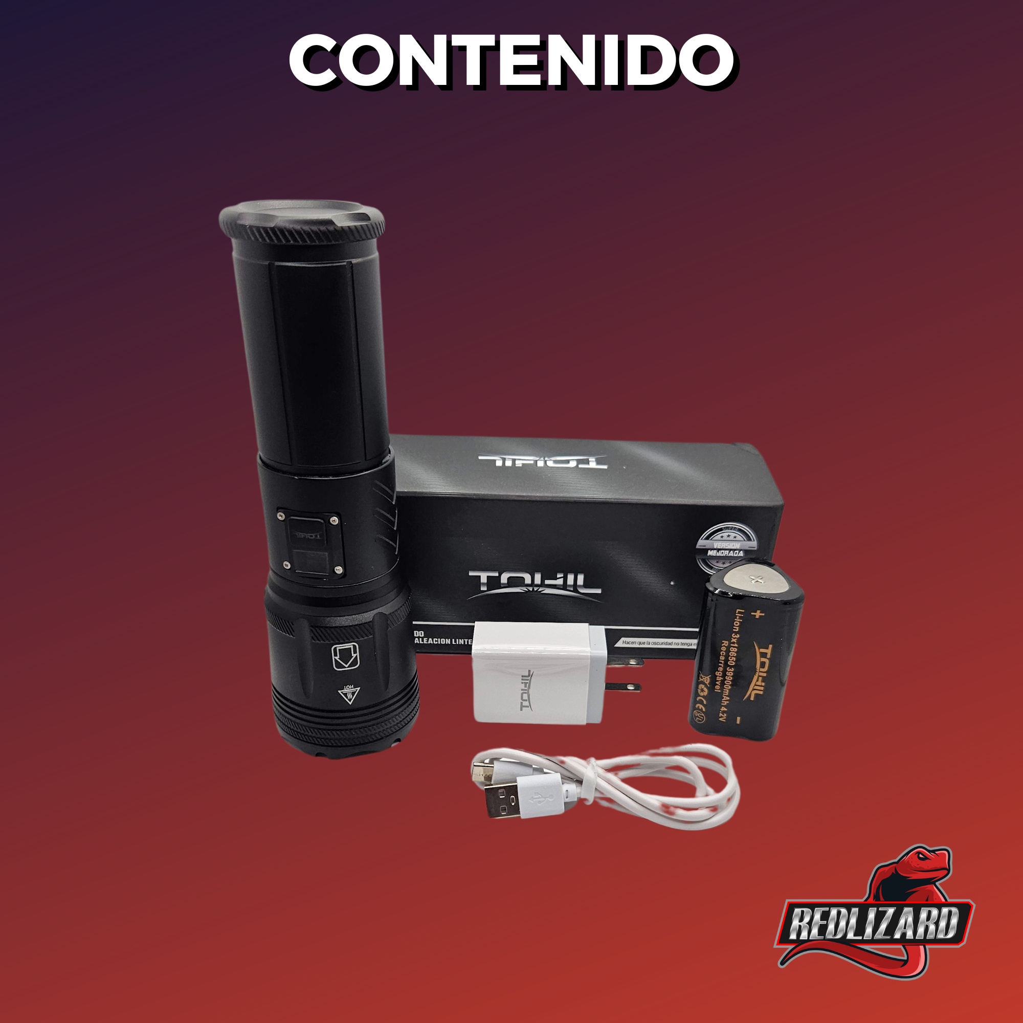 Lampara Tactica Ultra Potente Recargable 4 Leds Power Bank