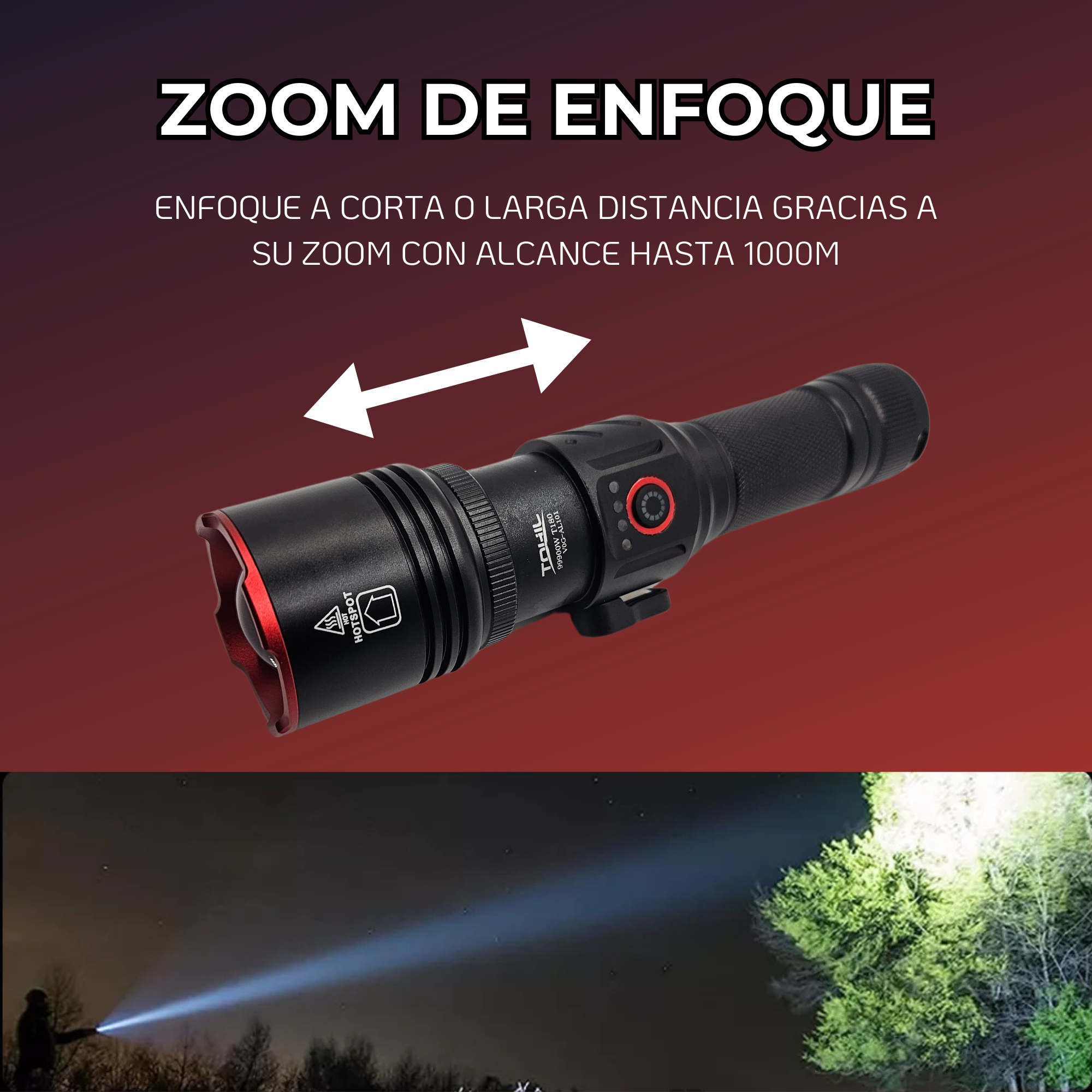 Lampara Tactica Recargable Laser Led Linterna Potente Powerbank