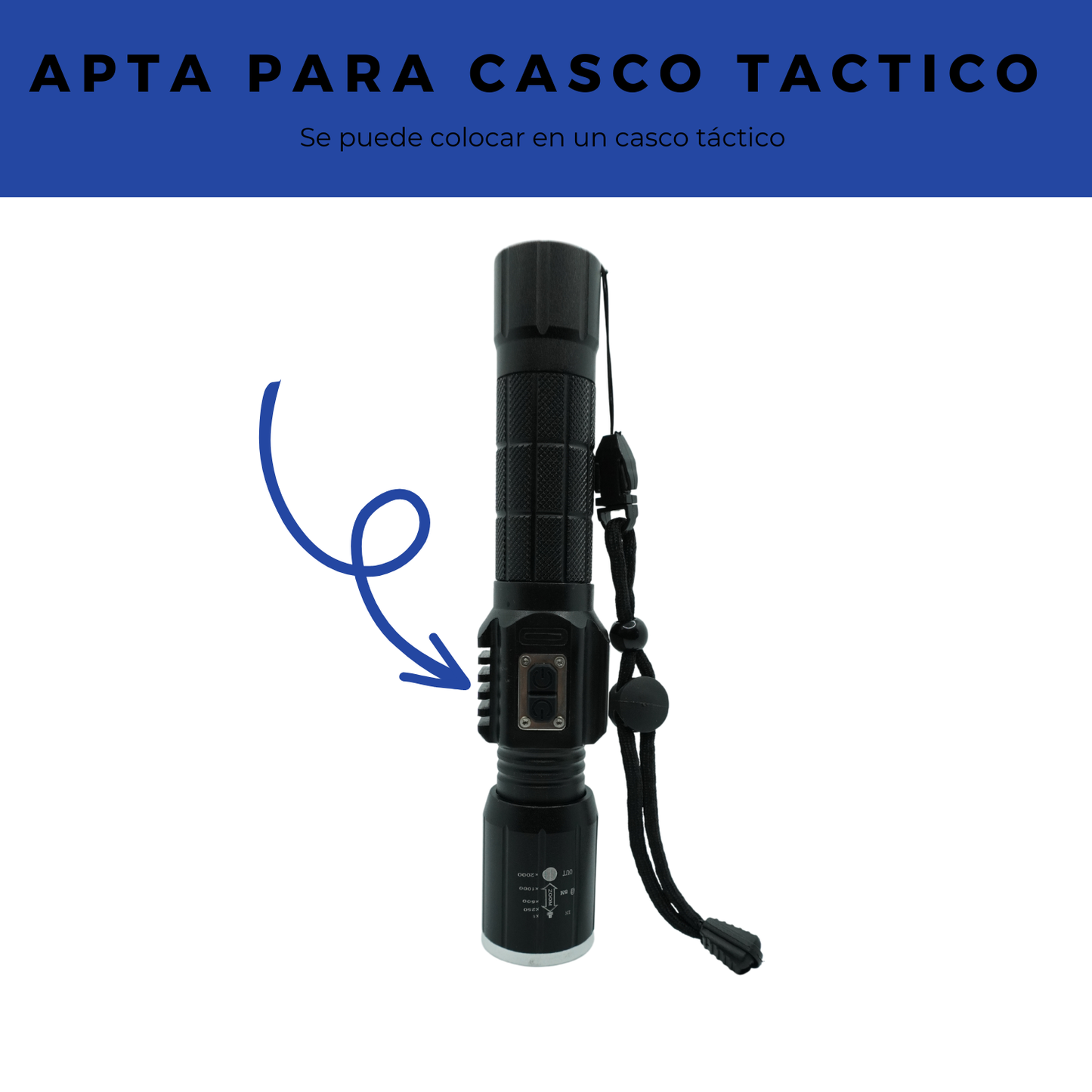 Lampara Tactica Militar Recargable Led T6 + Cob Modo Policia