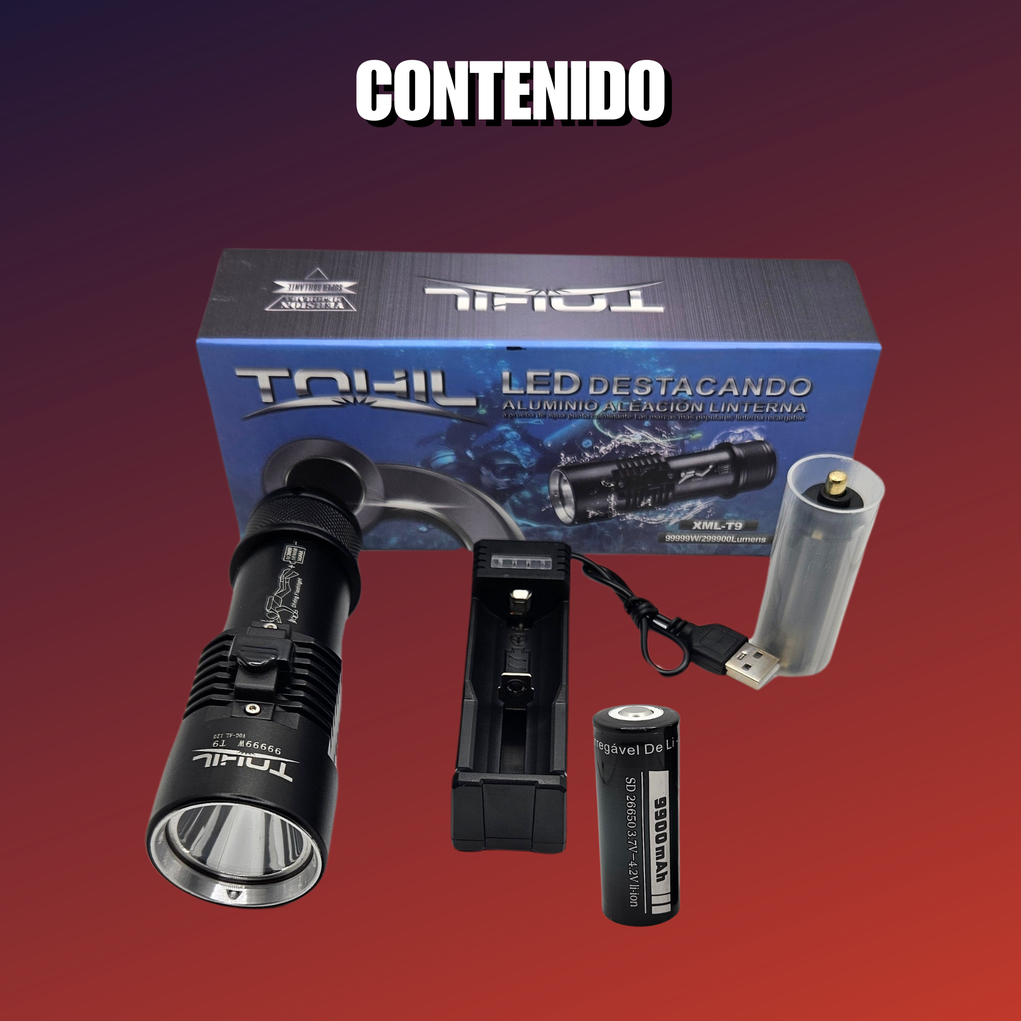 Linterna Lampara De Buceo Led Sumergible 10,000 Lumenes