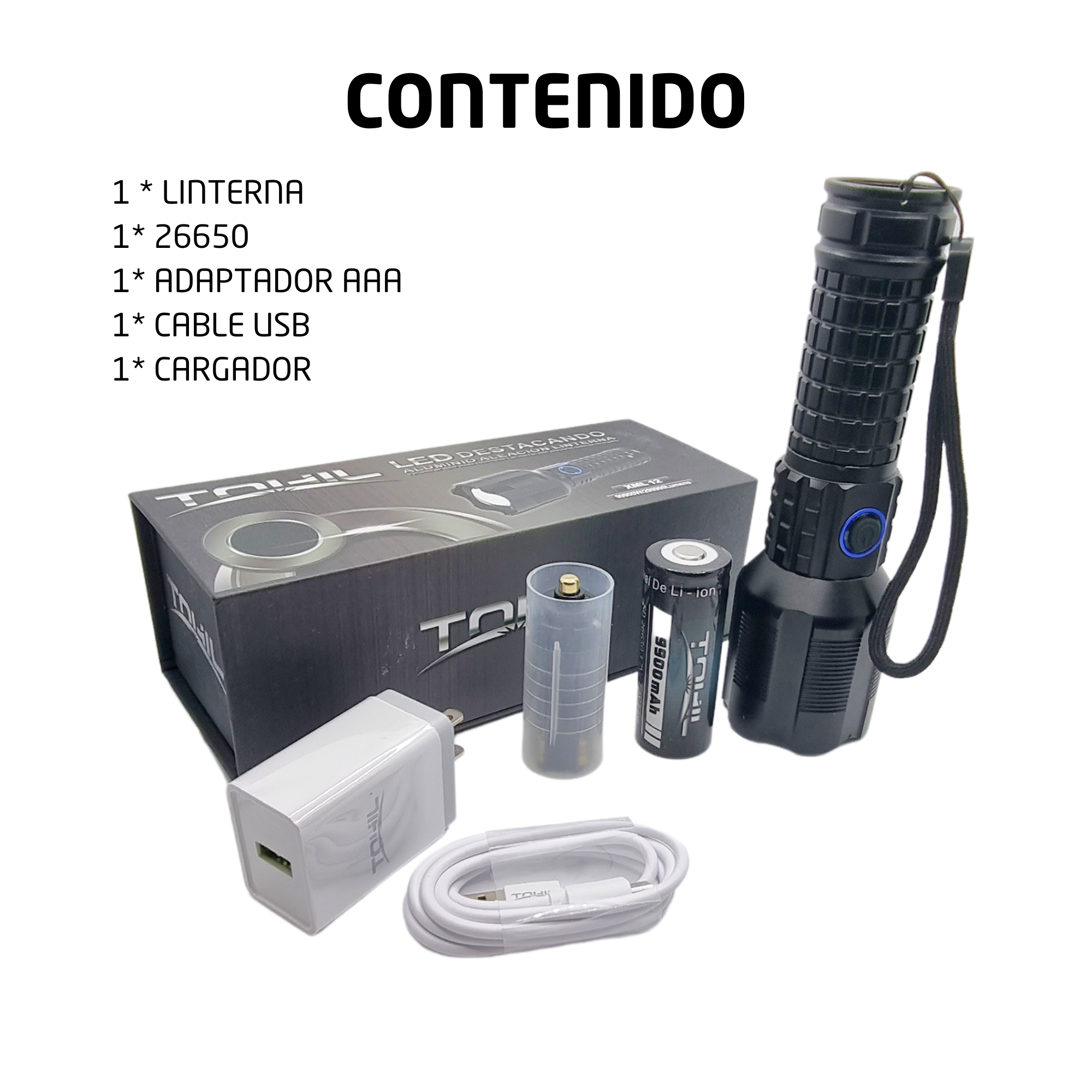 Lampara Tactica Recargable Led T12 Ultra Potente