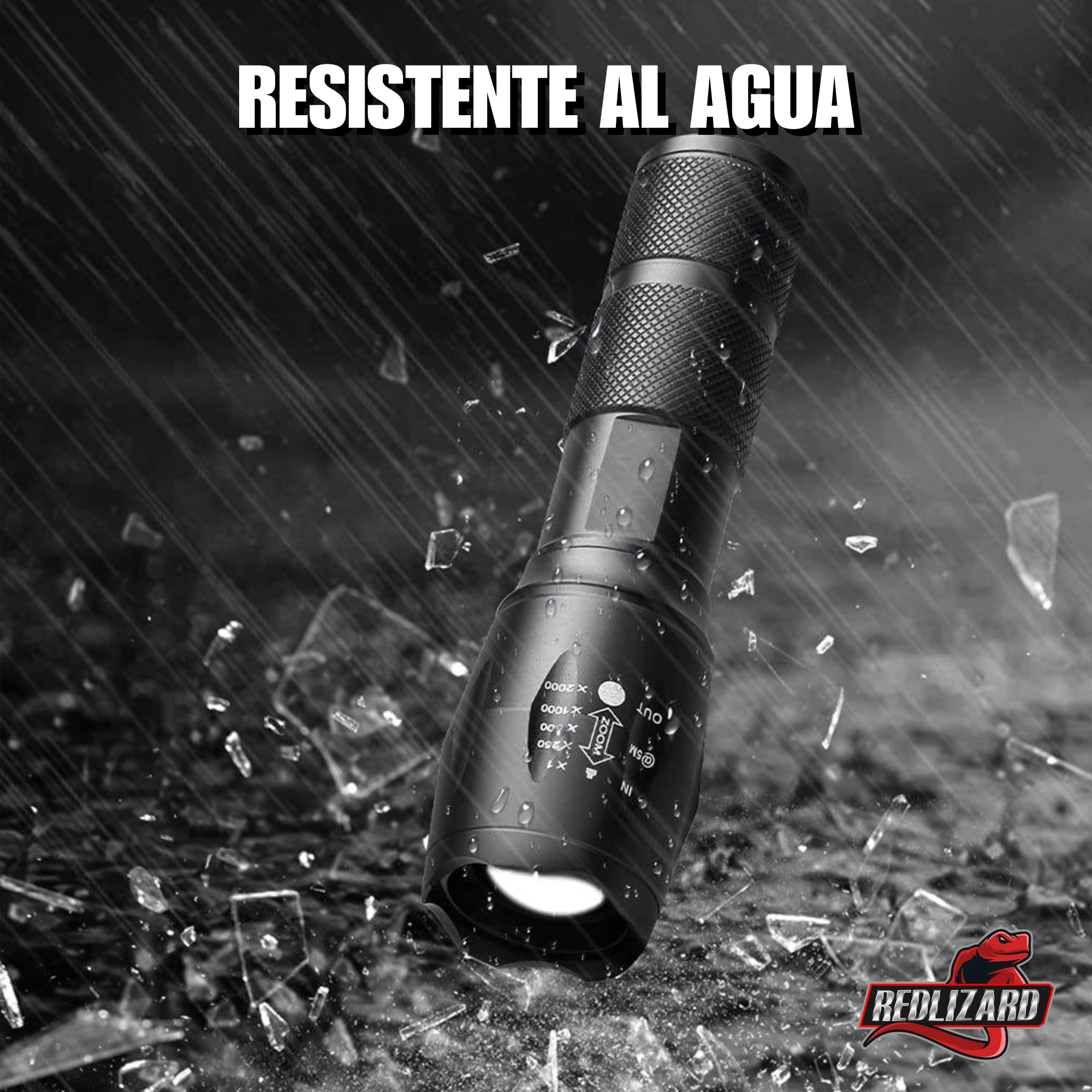Lampara tactica, Con Cono para Señalamiento de Transito, 5 Modos de luz, Zoom de enfoque, Resistente al agua, Linterna compacta para camping, deportes o trabajo