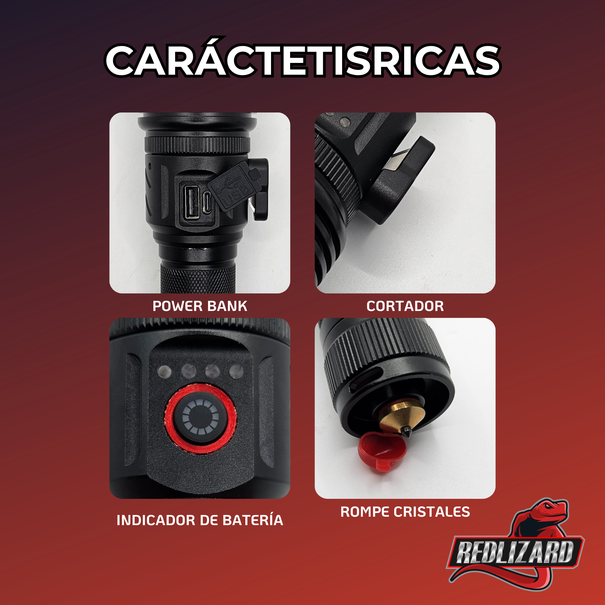 Lampara Tactica Recargable Laser Led Linterna Potente Powerbank