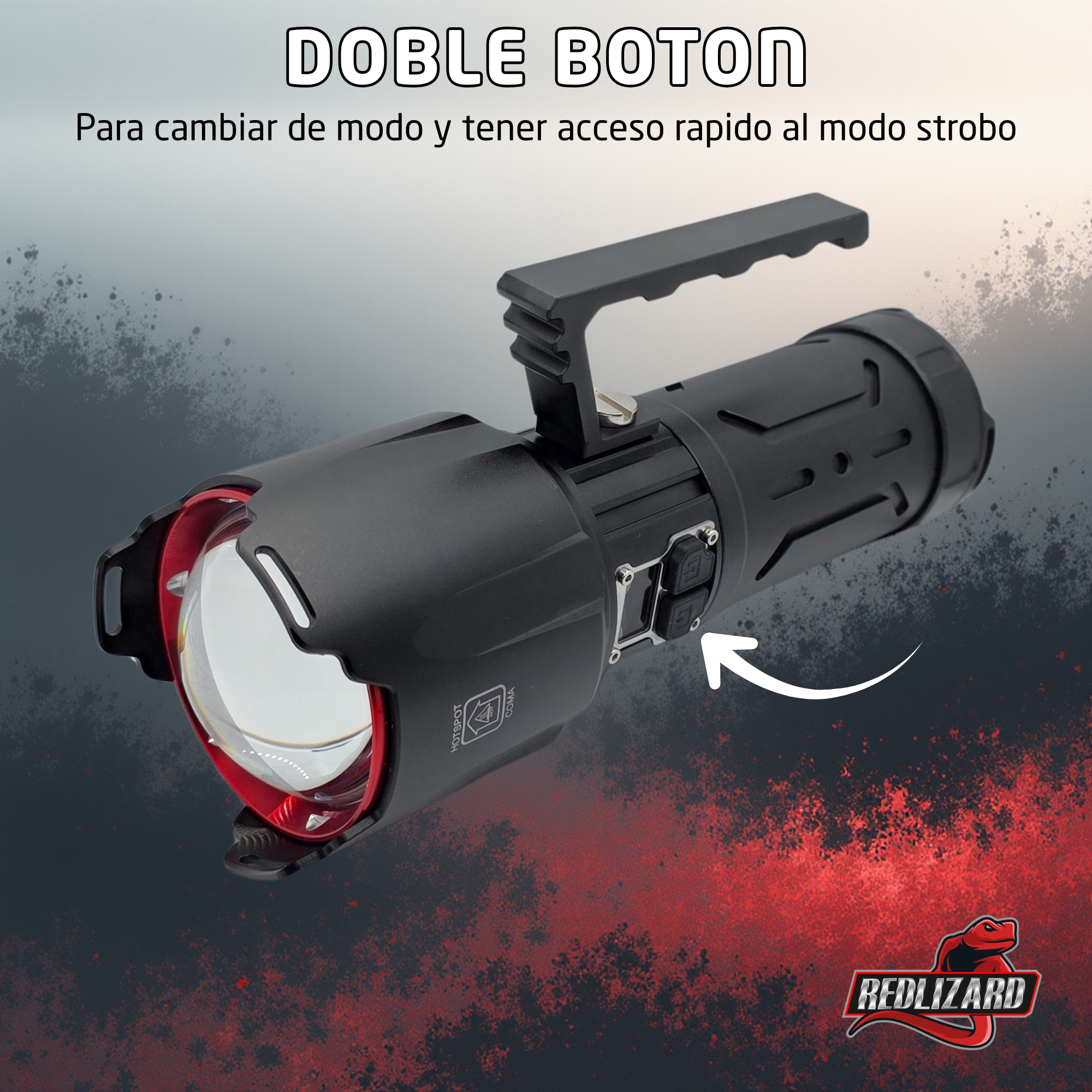 Lampara Potente Tactica Mano Laser Led Recargable 4 X 18650 Blanco Negro