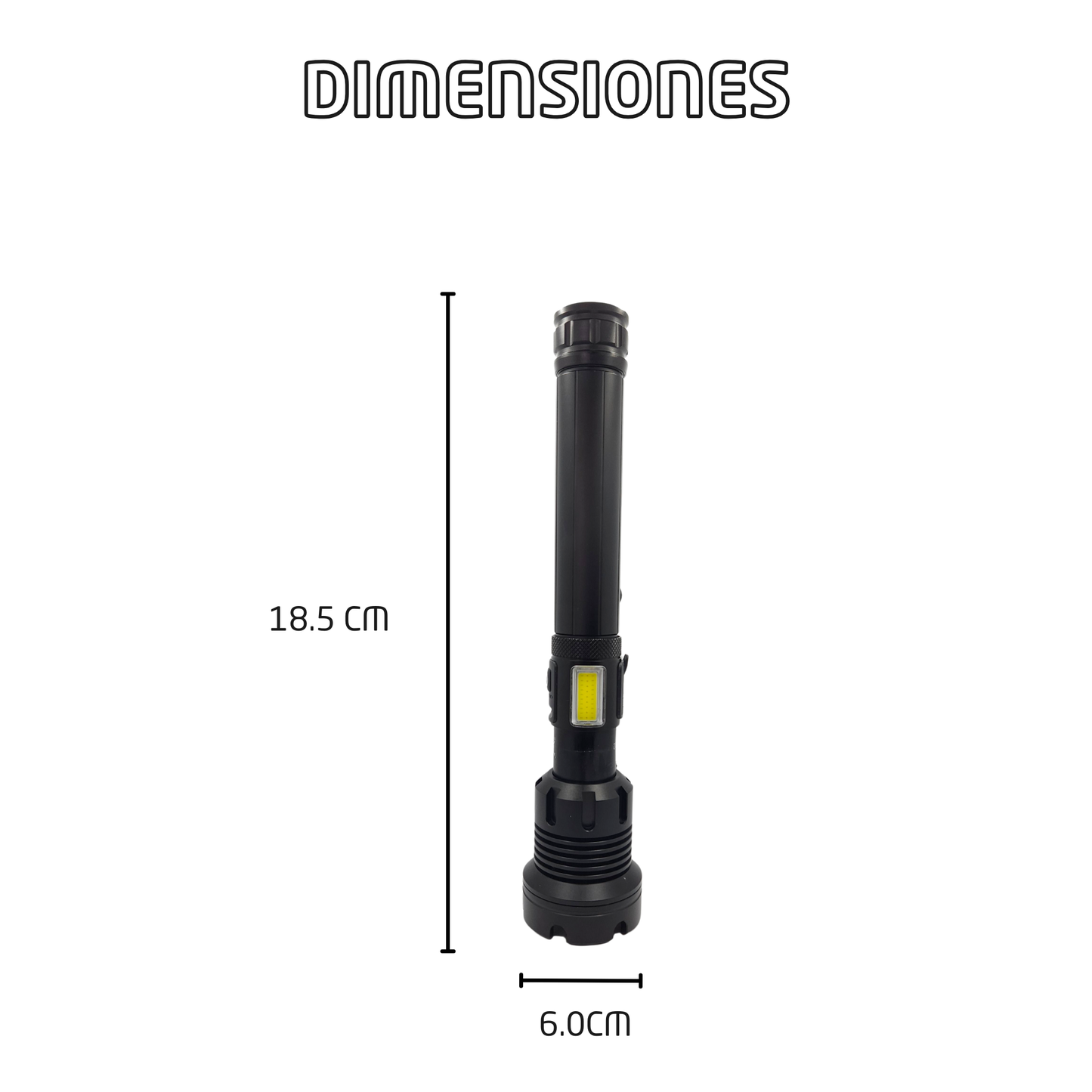 Lampara Tactica Militar Usb Tipo C Recargable Led+cob Cuerpo De Aluminio