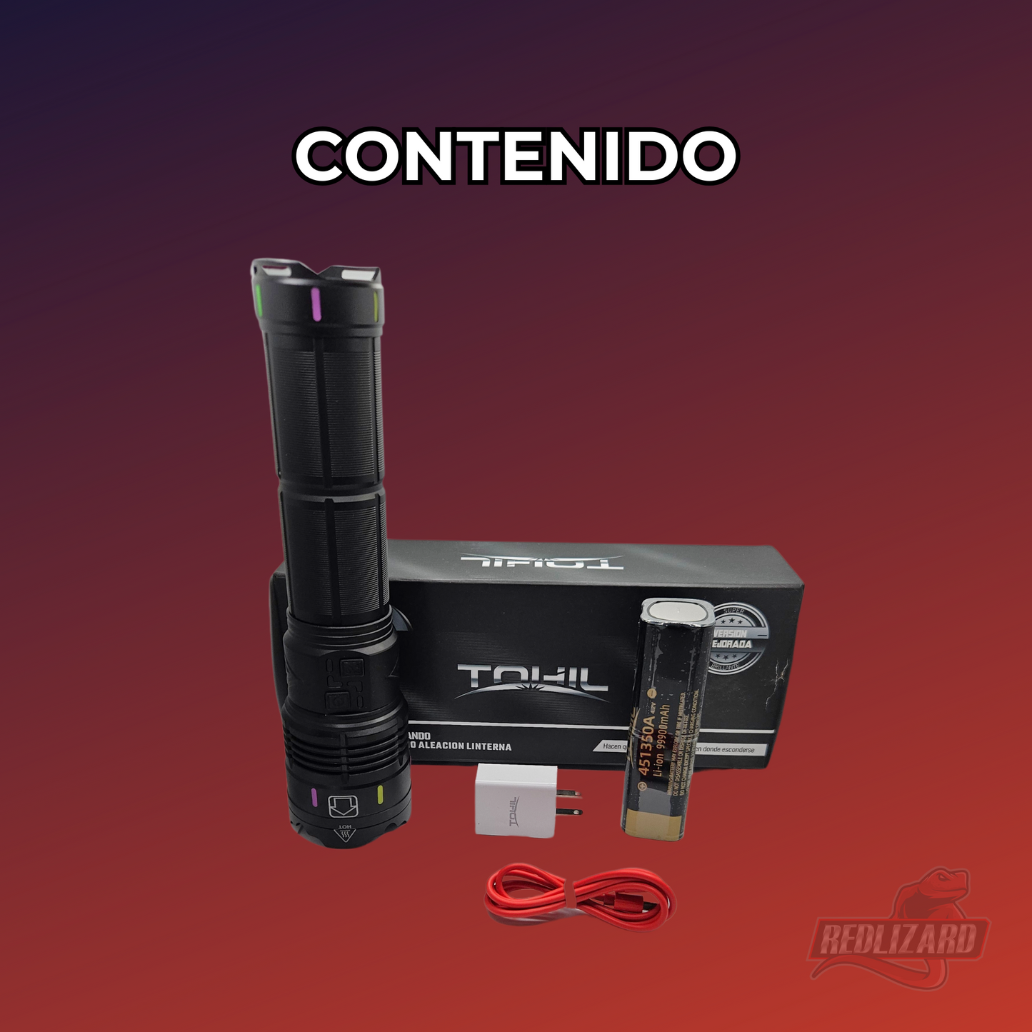 Lampara Tactica Recargable 8 Pilas 18650 5 Modos De Luz