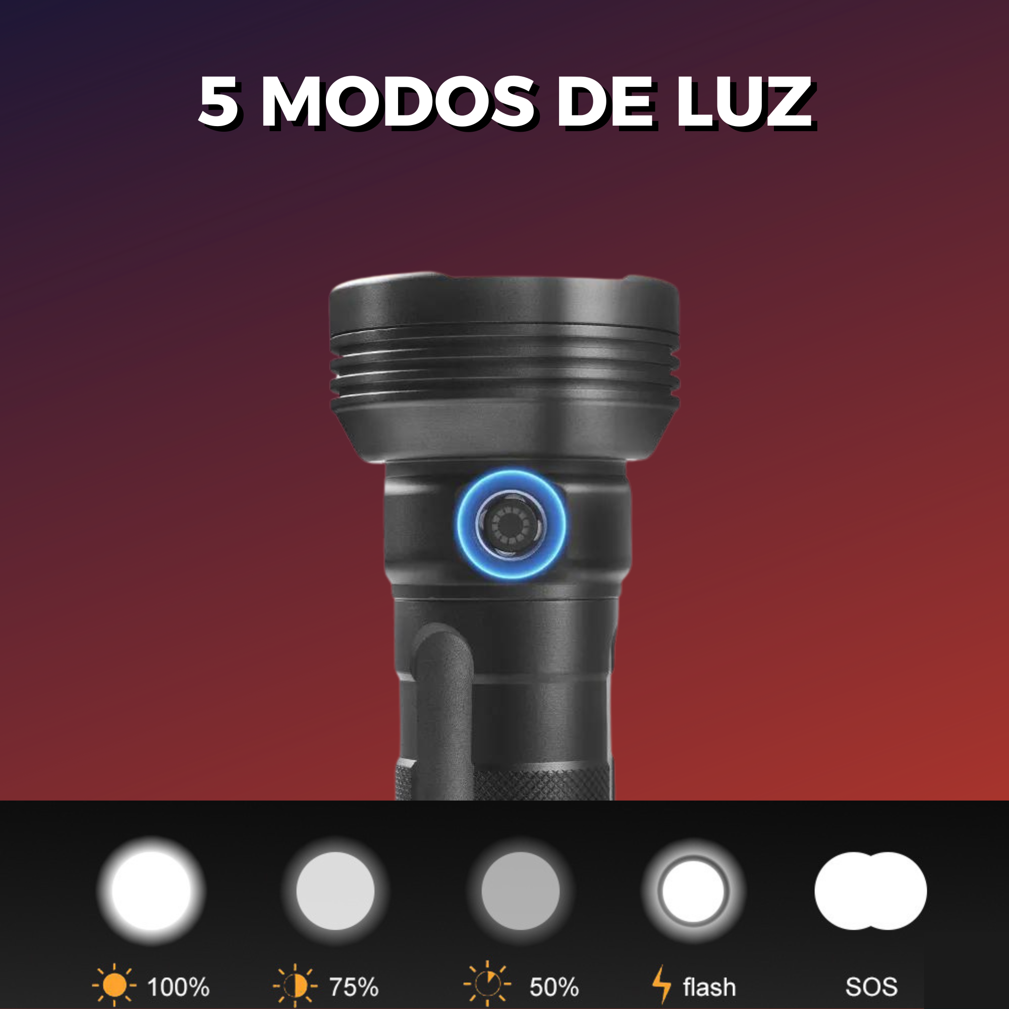 Lampara Tactica Recargable De 55 Leds Potente 50000 Lumenes