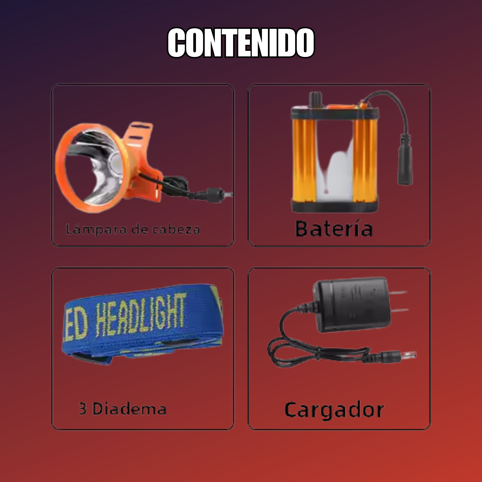 Lampara De Cacería De Luz Amarilla La Bestia Largo Alcance Cabeza Power Bank