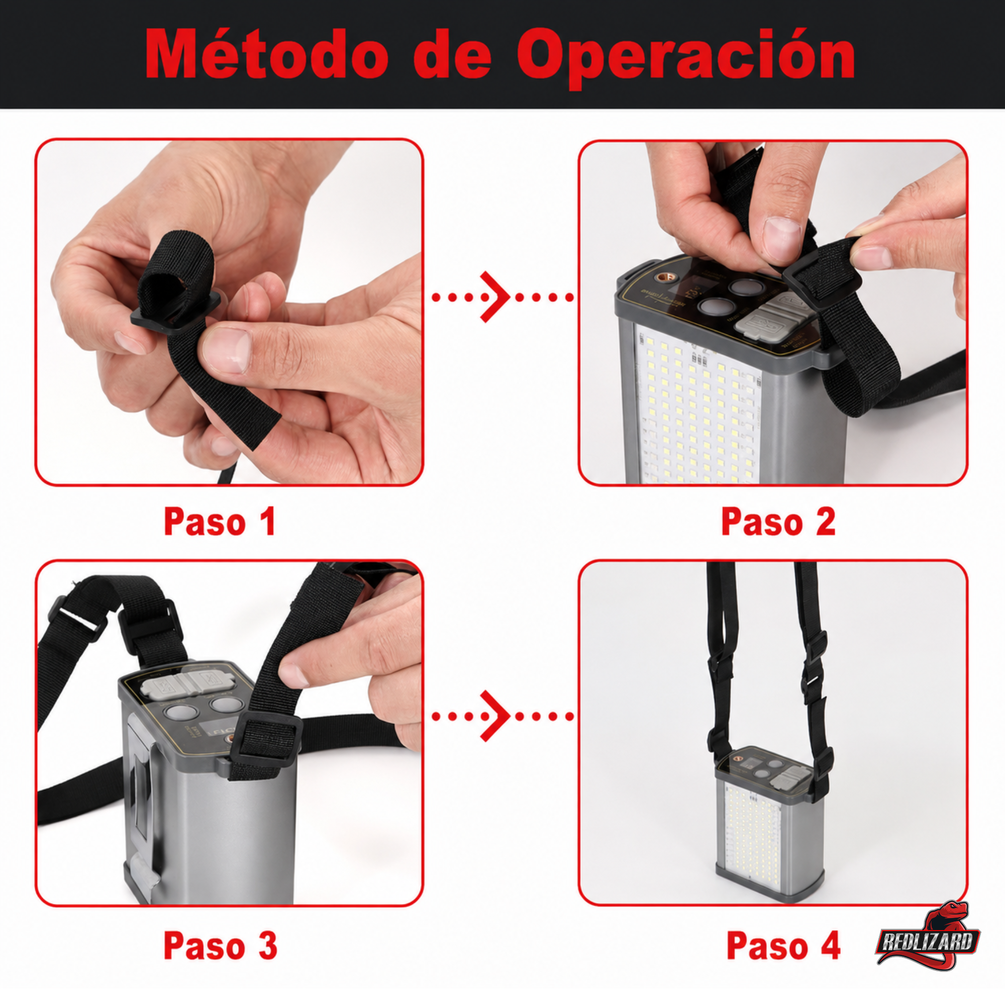 Linterna Faro de Largo Alcance 60000 Lúmenes con Batería USB, 3 modos de luz blanca, función power bank, COB con modo policía