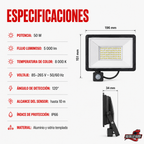 Reflector Led 5000lm Para Exterior 50w C/sensor De Movimento