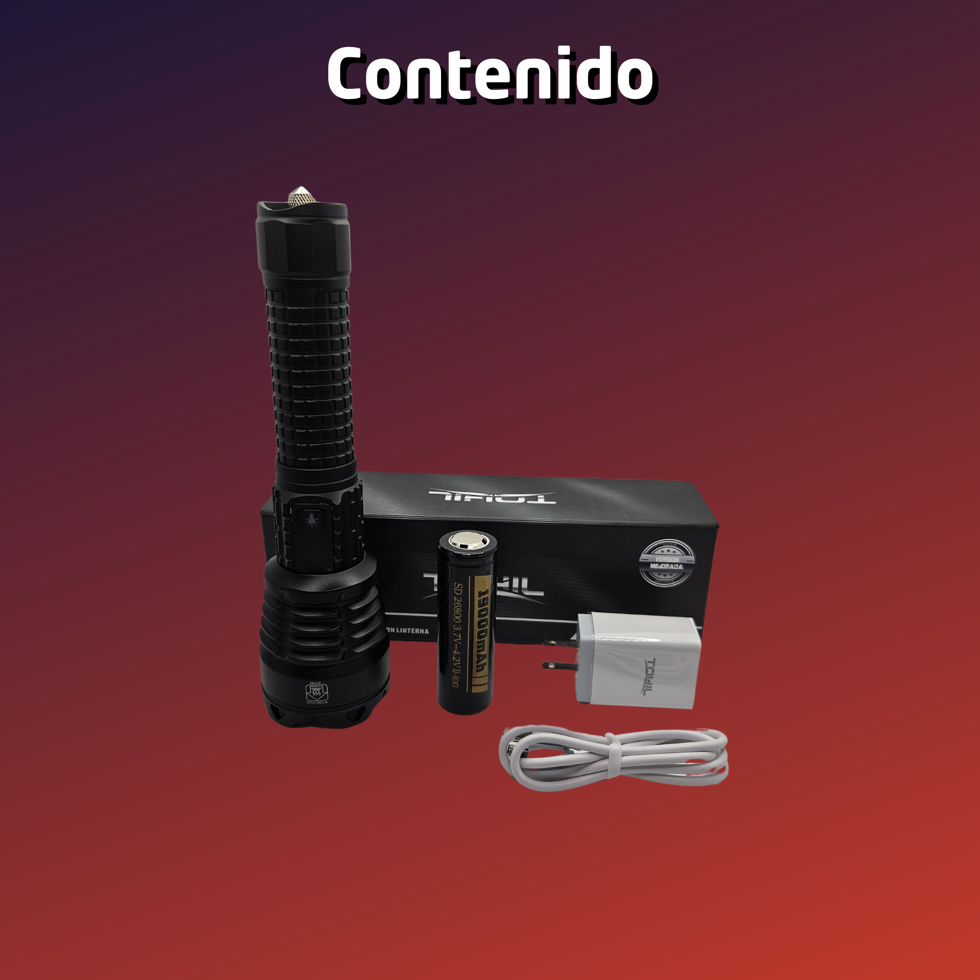 Lampara Tactica Militar Recargable Usb C Led Dimeable Al-135