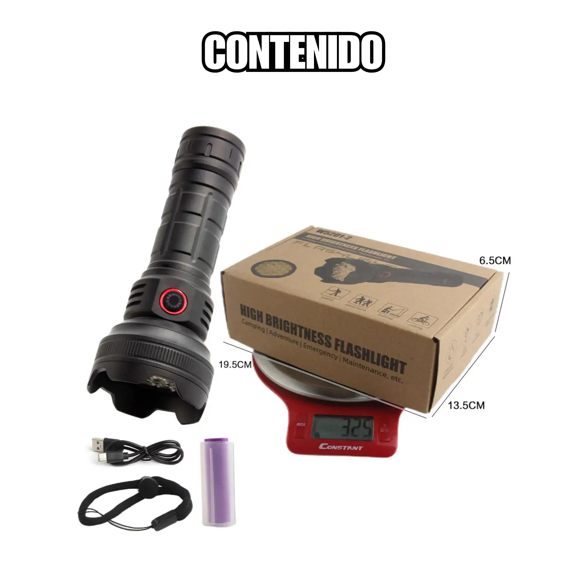 Lampara Recargable 19 Leds Ultra Potente 5 Modos Luz Tactica