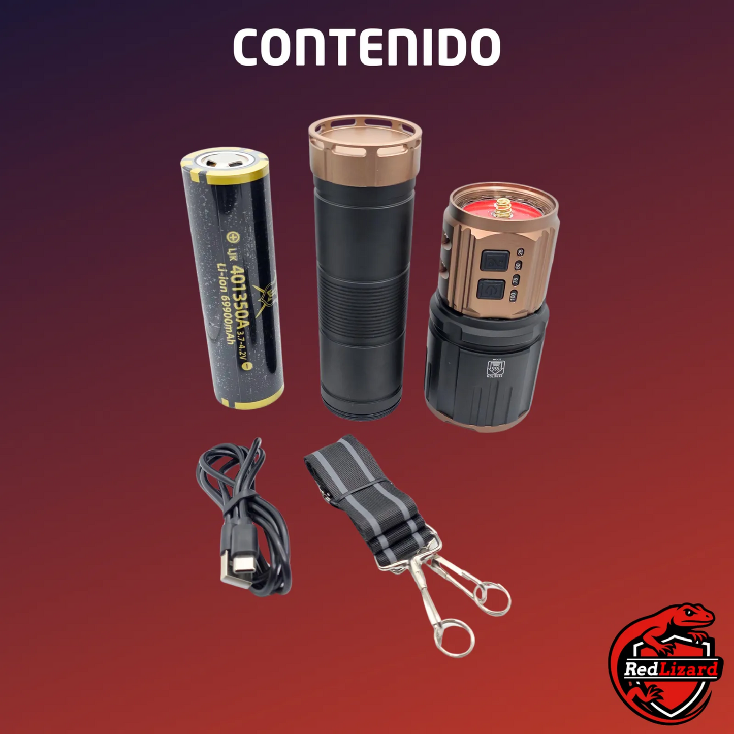 Lampara Mano Potente Recargable Laser Led Camping Senderismo