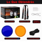 Linterna Faro de Largo Alcance 60000 Lúmenes con Batería USB, 3 modos de luz blanca, función power bank, COB con modo policía