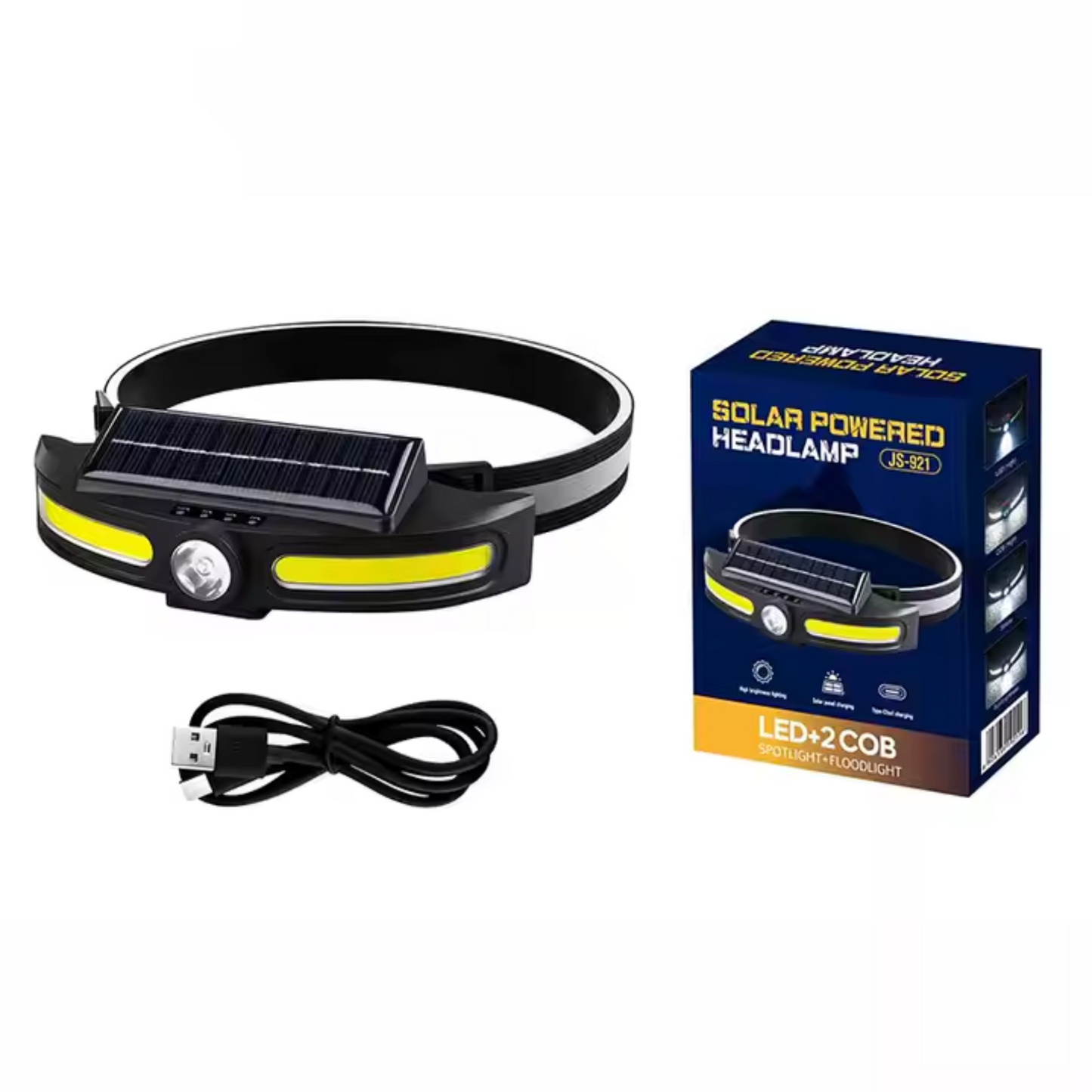Lampara Solar De Cabeza Recargable Led Cob Y Zoom Usb C