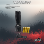 Lampara Potente Tactica Mano Laser Led Recargable 4 X 18650 Blanco Negro