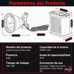 Linterna Faro de Largo Alcance 60000 Lúmenes con Batería USB, 3 modos de luz blanca, función power bank, COB con modo policía