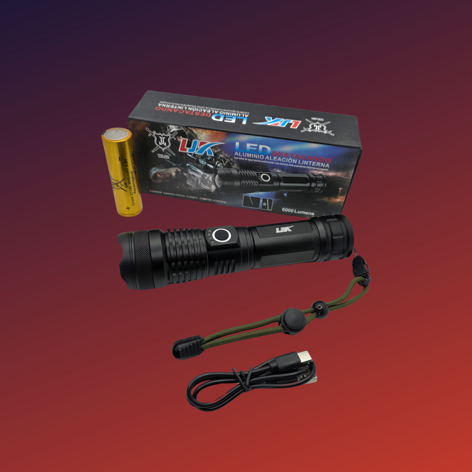 Lampara Recargable Led Potente 5000 Lumens 5 Modos Luz